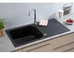 K&uuml;chensp&uuml;le Einbausp&uuml;le Sp&uuml;lbecken Granit 100x50 Schwarz Respekta Orlando
