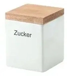 CONTINENTA Vorratsdose wei&szlig;e Keramik mit Holzdeckel Silikonring ca. 800 ml -