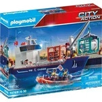 PLAYMOBIL City Action 70769 Gro&szlig;es Containerschiff mit Zollboot - Bunt
