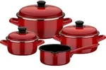 GSW Kochtopf-Set Red Shadow 7-tlg., 190114, Stahl-Emaille, ca. 1,4 L / ca. 2,8 L /