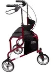 Antar Premium Rollator, 3 R&auml;der, faltbar, Sitz und R&uuml;ckengurt - Rot