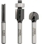 STIER Fr&auml;ser-Set 3-teilig, 6 mm Schaft, Nutfr&auml;ser, B&uuml;ndigfr&auml;ser,