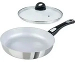 Genius Cerafit Steel Bratpfanne 28cm + Glasdeckel - ofenfeste Keramikpfanne mit