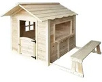 HOME DELUXE -Spielhaus DER GRO&szlig;E PALAST - Natur mit Bank - Holz -