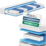 AM Qualit&auml;tsmatratzen | 1000 Federn 7-Zonen Taschenfederkernmatratze - 80x200...