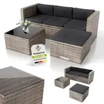 Juskys Polyrattan Lounge Punta Cana M grau-meliert &ndash; Gartenlounge f&uuml;r 3-4 Personen