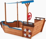 HOME DELUXE - Sandkasten MATSCHEKISTE - Segelschiff inkl. Bodenplane und Dach -