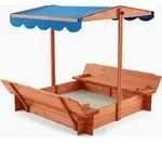 HOME DELUXE - Sandkasten BUDDELKISTE - Mit verstellbarem Dach und Bodenplane - Ma&szlig;e: