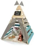 MUDDY BUDDY&reg; Outdoor Tipi "Dreamer" natur - warmgrau - petrolblau -