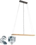 LED-Pendelleuchte - Braun - Nickel - Metall - Naturholz - 1-flammig - 100 x 150 cm -