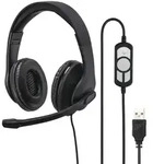 Hama Headset, kabelgebunden PC-Office-Headset "HS-USB300", Stereo, Schwarz - Schwarz