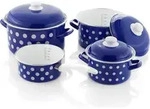 GSW Kochtopt-Set P&uuml;nktchen 7-tlg. blau-wei&szlig;, Stahl-Emaille, Kunststoff, Kochtopf