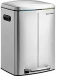 Doppelabfalleimer, 2 X 20 L, K&uuml;chenabfalleimer, Doppelt - Silber