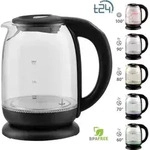 T24 Wasserkocher Glas 1,7 L, Wasserkocher mit Temperatureinstellung - Schwarz