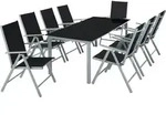 tectake&reg; Aluminium Sitzgruppe 8+1 - Silber