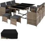 tectake&reg; Rattan Sitzgruppe Malaga inkl. Schutzh&uuml;lle, stapelbar - Polyrattan,