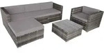 tectake&reg; Rattan Lounge Milano - Polyrattan Sitzgruppe mit abnehmbaren Polstern,