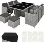tectake&reg; Aluminium Rattan Sitzgruppe Schutzh&uuml;lle umklappbare R&uuml;ckenlehnen 6