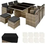 tectake&reg; Aluminium Rattan Sitzgruppe 6+4+1 inkl. Schutzh&uuml;lle rostfreiem