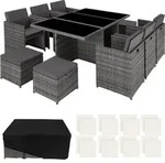 tectake&reg; Aluminium Rattan Sitzgruppe mit Schutzh&uuml;lle klappbar 6 St&uuml;hle 4...