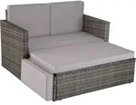tectake&reg; Rattan Lounge Korfu - UV-best&auml;ndig, wasserabweisend, gro&szlig;e Kissen, Grau -