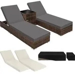 tectake&reg; 2er Set Aluminium Rattan Sonnenliegen inklusive 2 Bezugssets und