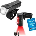 FISCHER TWIN Akku LED USB Beleuchtungs-Set 30 Lux mit 360 Grad R&uuml;ckleuchte