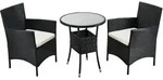Juskys Polyrattan Balkon Set Bayamo 2 Personen &ndash; Tisch mit Glasplatte & 2 St&uuml;hlen