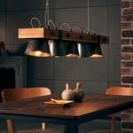 BRILLIANT Pendelleuchte Plow | 5-flammige vintage Deckenleuchte | schwarz stahl/holz