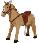 HOMCOM Reitpferd Pl&uuml;schpferd Spielpferd Kinderpferd mit Sound Sitzh&ouml;he 48cm - Beige