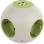 REV Kugelsteckdose Powerglobe mit USB weiss gr&uuml;n - Gr&uuml;n/Wei&szlig;