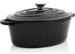 BBQ-Toro Gusseisen Cocotte, 4,3 Liter, schwarz, oval, Emaillierter Gusseisen...