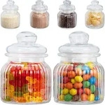 Relaxdays Vorratsgl&auml;ser 6er Set, 700 ml, Deckel, f&uuml;r Lebensmittel in K&uuml;che,