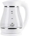 Adler AD 1274, 1,7 l, 2200 W, Transparent, Wei&szlig;, Glas, Wasserstandsanzeige -