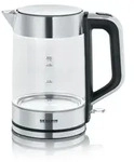 Severin Wasserkocher Glas/Edelstahl, 1,7L, 2200W, kompakt, 1-Hand-Bedienung,
