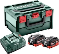 Metabo 685142000, Akkuset 2 Akkus 18V Kapazit&auml;t 10Ah LiHD Ladeger&auml;t metaBOX Metabo