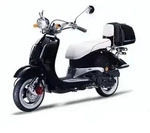 Motorroller Strada mit Top Case 50 ccm 45 km/h, Euro 5, schwarz, Sitzbank weiss, GT