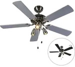 QAZQA - Modern Deckenventilator mit beleuchtung stahl I nickel matt 110cm...