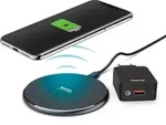 Hama QI-FC10, Drinnen, USB, Kabelloses Aufladen, Schwarz - Schwarz