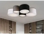 Deckenleuchte HOTEL 5-flammig, Stoff Lampenschirme mehrfarbig, Breite 90cm - Bunt