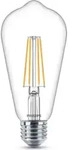 Philips Filament-Lampe, transparent, 60W ST64 E27, 7 W, 60 W, E27, 806 lm, 15000 h,