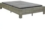 vidaXL 2-Personen-Sonnenliege mit Auflage Grau Poly Rattan