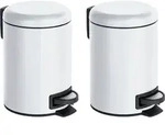 WENKO Kosmetik Treteimer Mod. Leman Wei&szlig; 3 L, 2er Set, Kosmetikeimer, M&uuml;lleimer -