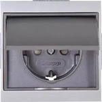 Kopp Schutzkontakt-Steckdose mit Deckel MALTA silber-anthrazit, 911550081 - Grau