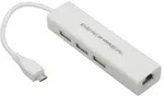 Micro USB 2.0 Fast Ethernet Netzwerkkonverter + 3 Port USB Hub wei&szlig; - Wei&szlig;