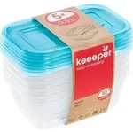 keeeper Frischhaltedose "fredo fresh" 0,5 Liter eckig blau transparent 5 St&uuml;ck -