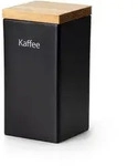 CONTINENTA Vorrats-Dose schwarz matte Keramik mit Holzdeckel Silikonring ca. 1200 ml