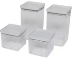 4x1 Brabantia Vorratsdose Tasty eckig, hellgrau - Grau/Transparent