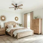 QAZQA - Modern Bronzefarbener Deckenventilator mit beleuchtung mit Holz 110cm