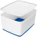 LEITZ MyBox Aufbewahrungsbox 18,0 l perlwei&szlig;/blau 38,5 x 31,8 x 19,8 cm, 1 St.